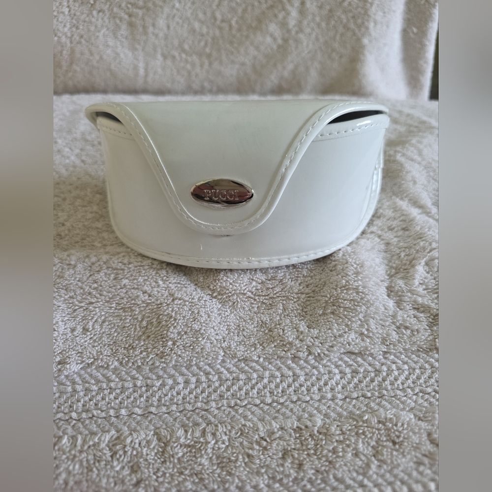 Emilio Pucci White Eyeglasses Case – Snap Closure – Authentic Designer Accessory